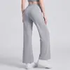 Pantalones de yoga rectos para mujer, de cintura alta, control de abdomen, levantamiento de glúteos, pantalones de fitness adelgazantes, pantalones largos elegantes casuales con cordón para entrenamiento de Pilates