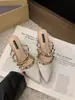 Sandálias de Salto Alto com Rebites da Moda para Mulheres, Mules de Bico Fechado, Roupa de Exterior Fashion, Sandálias de Bico Fino 2026, Saltos Grossos