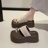 Chanclas de suela gruesa estilo Bai Zhenhe y Yang Mi 2026 nuevas para mujer, para uso exterior en verano, tacón de cuña, suela suave, sandalias de playa