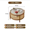 Mesa de Centro Redonda para Sala de Estar Changhong Madera Maciza Hogareña Vidrio Apartamento Pequeño Doble Capa Minimalista Japonés Combinación de Ratán Nórdico