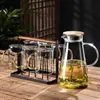 Nuevo Juego de Tazas de Té de Vidrio Estilo Chino para Uso en Casa en la Sala de Estar, Taza de Agua Resistente a Altas Temperaturas con Mango de Madera, Taza de Lujo de Gama Alta para Oficina