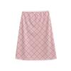 Falda de Malla Rosa a Cuadros para Mujer, Nuevo Estilo de Verano, Estilo Europeo y Americano, Estilo Chica Caliente, Cintura Elástica, Lazo, Longitud Media, Falda que se Ajusta a la Cadera