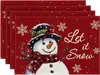 Manteles navideños transfronterizos 4 juegos de platos de cena tazas con tapetes termoaislantes Manteles decorativos para la atmósfera de las fiestas navideñas