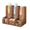 Caixa de armazenamento para sachês de chá, porta-copos descartáveis de mesa de grande capacidade, suporte para copos de papel, dispensador de copos, porta-palitos para canto do café