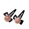 Presilha Rosa com Pérola e Laço Presilha BB Elegante Suave High-End Rosa Rosa Lateral Presilha de Cabelo para Mulheres