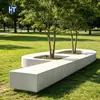 Banco de árbol spliced de forma irregular HPC, asiento de ocio para parterre de flores alrededor de árbol en paisaje de jardín urbano, producción de personalización masiva