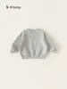 Sudadera Casual Infantil Bangxuan Estilo Coreano Gris Sudadera de Manga Raglán para Niños Pequeños Top para Niñas Holgado Ropa de Otoño para Niños