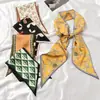 Bufanda Larga Pequeña de Seda Cinturón para el Cabello Corbata de Bolsillo de Alta Gama Cinturón de Cinta Lazo para el Cabello de Mujer Primavera y Otoño Combinación Perfecta