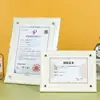 Madeira criativa A4 polegadas licença empresa agente franqueado Medalha de madeira acrílico certificado de honra placa set table