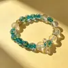Pulsera nueva de cuentas de vidrio con lámina de oro, pulsera de hilo de cuentas de vidrio craquelado, suministro en vivo