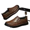 Zapatos casuales de cuero transfronterizos cuero suave suela suave mediana edad y ancianos transfronterizos talla grande zapatos de cuero hombres costuras hechas a mano slip-on zapatos de papá