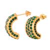 Diseño de industria pesada fundición moda joyería de diamantes completa simple incrustada multicolor diamante hecho a mano acero de titanio chapado en oro pendientes tipo C