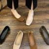 Zapatos planos elegantes de satén estilo francés con punta cuadrada y bloques de color para mujer, zapatos planos elegantes, cómodos mocasines slip-on