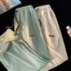Pantalones Casuales de Pierna Recta con Textura de Moda Estilo Japonés para Hombres y Mujeres Primavera y Verano Sueltos Ins High Street de Moda Pantalones Deportivos de Pierna Ancha