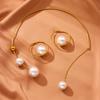 Colar Europeu e Americano Exagerado de Aço Inoxidável Moda Borla de Pérolas Colar Feminino Moderno Simples Design de Nicho Colar Temperamento