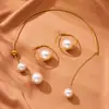 Europeu e Americano Exagerado Aço Inoxidável Moda Pérola Borla Colar Moda Feminina Simples Niche Design Collar Elegante Colar