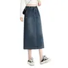 Falda vaquera azul vintage hecha a medida para mujer, nueva de otoño 2026, de cintura alta, adelgazante, línea A, longitud media