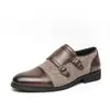 Zapatos de Cuero de Negocios Casual de Moda Retro de Doble Botonadura de Talla Grande Transfronterizos para Primavera y Otoño, Zapatos de Cuero de Puntera Puntiaguda que Aumentan la Altura para Jóvenes Hombres
