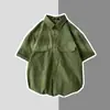 Camisa de Manga Corta para Trabajo para Hombre, Estilo Delgado de Verano, Estilo Hong Kong, Marca de Moda, Camisa Casual Holgada, Manga Media para Hombre