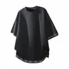 Camiseta de Manga Corta Floral con Rayas Verticales tipo Hielo para Hombre, Talla Grande, Oversize, Venta al por Mayor Transfronteriza, Estilo Hong Kong, Moda Tendencia