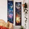 Tapiz Largo Comercio Exterior Sol y Luna Flor Fondo Pintado Tela Colgante Decoración Habitación Dormitorio Arte Estético Tela Colgante Tapiz