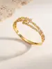 Nuevo brazalete abierto minimalista de estilo europeo con diseños de cuadrado, hoja y espiga de trigo, adornado con circonita, elegante y versátil pulsera abierta