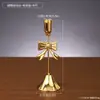 Portavelas Decorativo Dorado de Hierro con Forma de Lazo Restaurante Decoración de Boda Soporte Accesorios para Fotografía Adornos de Atmósfera para el Hogar