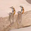 Brincos Europeus e Americanos Transfronteiriços Estilosos Ins com Franja de Aço Inoxidável Banhados a Ouro Real Design de Nicho Joias para Orelha Venda por Atacado