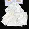 Conjunto de Pijama Três Peças Acolchoado de Seda Gelada para Primavera e Verão Feminino, Design de Alto Padrão Estilo Chinês, Conjunto de Roupa de Casa de Luxo Leve