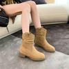 Botas Martin Casuais de Bico Redondo para Mulheres 2025 Primavera e Outono Novas Botas Curtas de Solado Plano para o Dia a Dia Botas Slim Versáteis Retrô