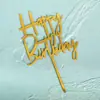 Bolo de Ano Novo Cartão Brilhante Decoração de Aniversário Cartão Acrílico Dourado Bolo Feliz Decoração Acessórios de Confeitaria