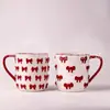 *Novo 0910+1030* 10*11,5cm 650ml *Edição Limitada de Natal* Caneca com Laço Embossado Pintado à Mão