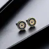 Brincos de hip-hop da moda para homens, com cravação pavé completa de micro zircônias cúbicas, banhados a ouro e um novo design transfronteiriço, disponíveis para atacado