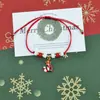 Pulseiras de Natal Mais Vendidas na Europa e América, Sino, Floco de Neve, Peças de Liga de Zinco e Argila Polimérica do Papai Noel, Pulseiras Trançadas à Mão