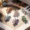 Aretes Piercing de Aleación de Titanio G23 Transfronterizos con Incrustaciones de Circonita, Pendientes de Moda Personalidad de Seis Hojas y Joyería Piercing para Labios del Fabricante