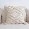 Cojín decorativo estilo Ins con borlas de algodón y lino, funda de cojín para sofá de sala de estar, cojín de lujo tejido, funda de almohada transfronteriza