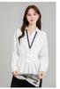 Chaqueta Camisa Blanca de Algodón Puro para Mujer 2025 Nuevo Otoño Popular Única Camisa Blanqueada Ropa de Trabajo Tops Diarios de Manga Larga