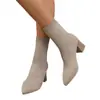 Botas Europeas de Punta Fina Tejido Flyknit Elástico Adelgazantes para Mujer 2026 Otoño Tallas Grandes Tacón Alto Media Pantorrilla Botines de Moda En Stock