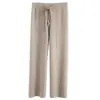 Pantalones de lana de cintura alta adelgazantes para mujer, pantalones casuales rectos de punto fluidos hasta el suelo para otoño/invierno