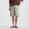 Pantalones Cortos Casuales de Seda Hielo Lyocell para Hombre, Estilo Veraniego Delgado, Color Sólido, Corte Holgado, Versátiles, Transpirables, de Pierna Recta a Media Pierna