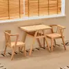 Estilo Nórdico Mesa Pequeña de Madera Maciza para Balcón Set de Ocio con una Mesa y Dos Sillas Mesa y Sillas de Ratán de Diseñador para Reuniones y Tomar el Té