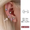 Arete de Hélice de Acero de Titanio Versátil y Dulce para Mujer, Arete de Hélice de Doble Punta Roscada, Arete de Hélice de Estrella de Cuatro Puntas de Circonita de Alta Gama