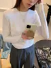 Camiseta Básica de Mujer con Estampado de Espina de Pescado, Nueva Colección Otoño 2026, Estilo Europeo Ajuste Delgado, Hombro Regular, Camiseta de Manga Larga Cepillada