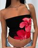 2025 Moda Verão Feminina Transfronteiriça Ultra-Curta Mostrando o Umbigo Estampa Floral Exportação Amazon Moda Y2K Top Tubo Personalizado