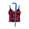 Camisole de Renda Americano Estiloso com Recortes Falsos de Duas Peças Xadrez Feminino de Verão Slim