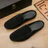 Novos Sapatos Casuais de Verão, Sapatos Masculinos de Couro com Solado Macio, Slip-Ons Preguiçosos Meio Calce, Sapatos Tipo Gorro Masculinos, Transfronteiriços