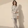 Otoño Invierno 2026 Abrigo de Cachemira Estilo Coreano Chaqueta de Lana con Capucha Petite para Mujer Ajustada Casual Lana Estilo Perezoso para Viaje Diario Mujer