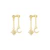 Far Sans925 Brincos de borla de estrela e lua de prata esterlina para mulheres, europeus e americanos, temperamento francês, tendência, design de nicho, brincos de senso, atacado