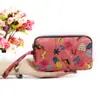 Porta-moedas Feminino Longo Tecido Clutch Três Camadas Zíper Carteira Feminina Grande Capacidade Bolsa para Celular