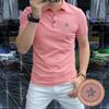 Camisa Polo de Manga Corta de Moda para Hombre con Estrella de Cinco Puntas de Pedrería, Corte Ajustado, Cómoda, Versátil, Transpirable, Top de Moda para Hombre
